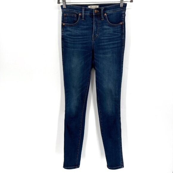 Madewell 10" High Rise Skinny Boho Classic Blue Stretch 26 Tall Denim Jeans - Picture 2 of 8